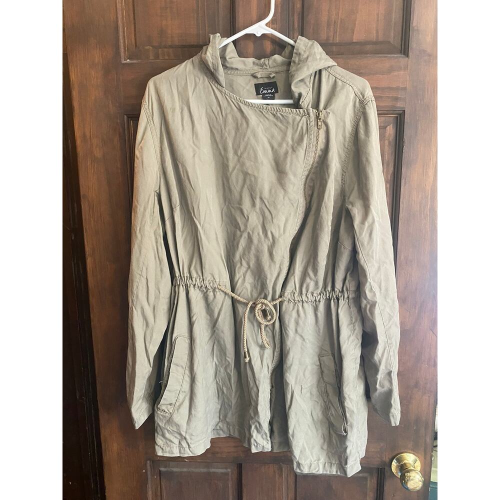 Simply Emma Womens Plus Size 1X Hooded Drawstring Waist Barn Jacket Full Zip - Picture 7 of 9